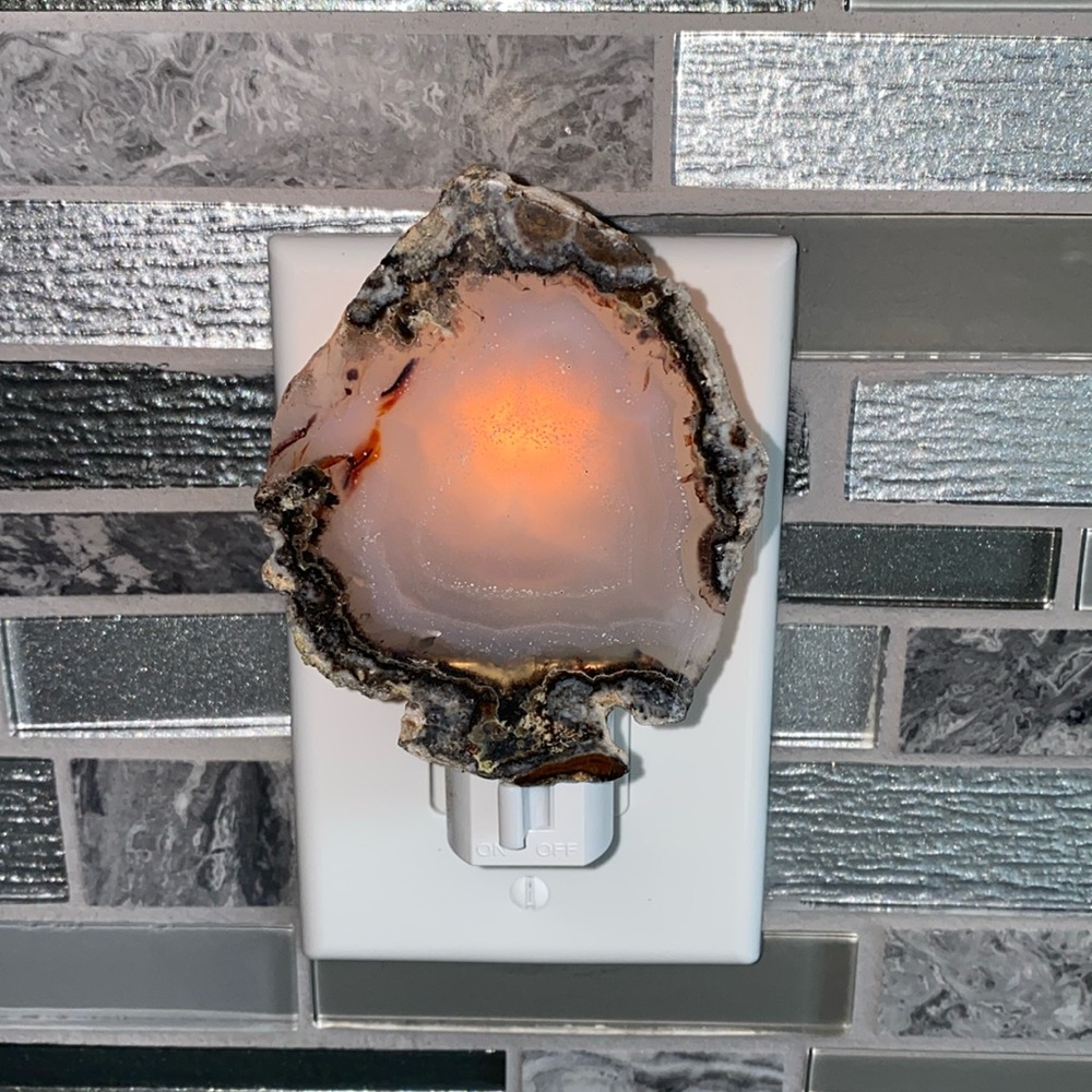 Hand cut and polished rock night light